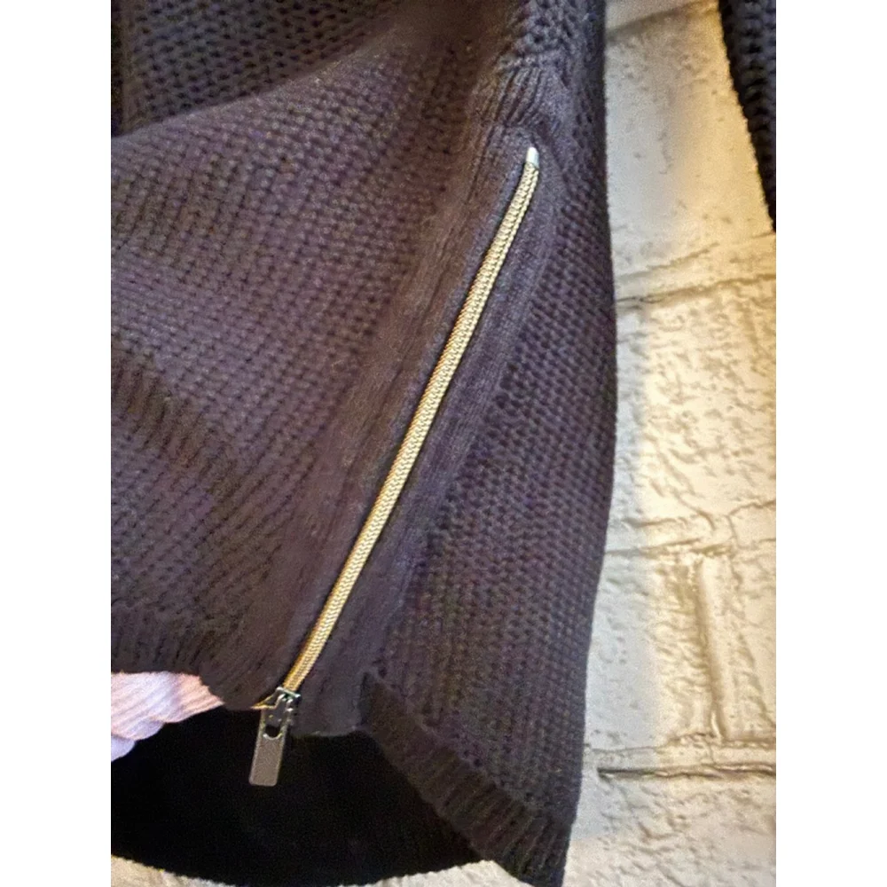 NWT Athleta Varsity Sweater Side Zip Cotton Blend Black size XS